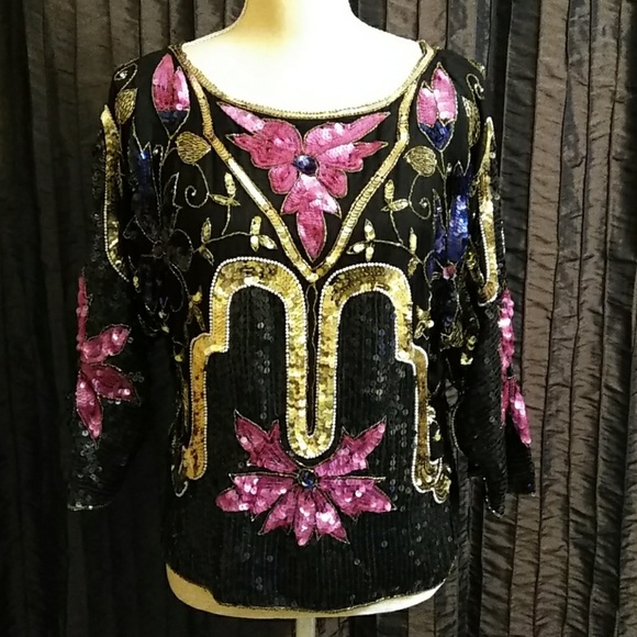 Medium Vintage Chanson D'Amour Sequin Top - Picture 1 of 8